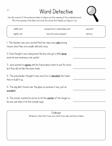 An example of one of the worksheets in the pack